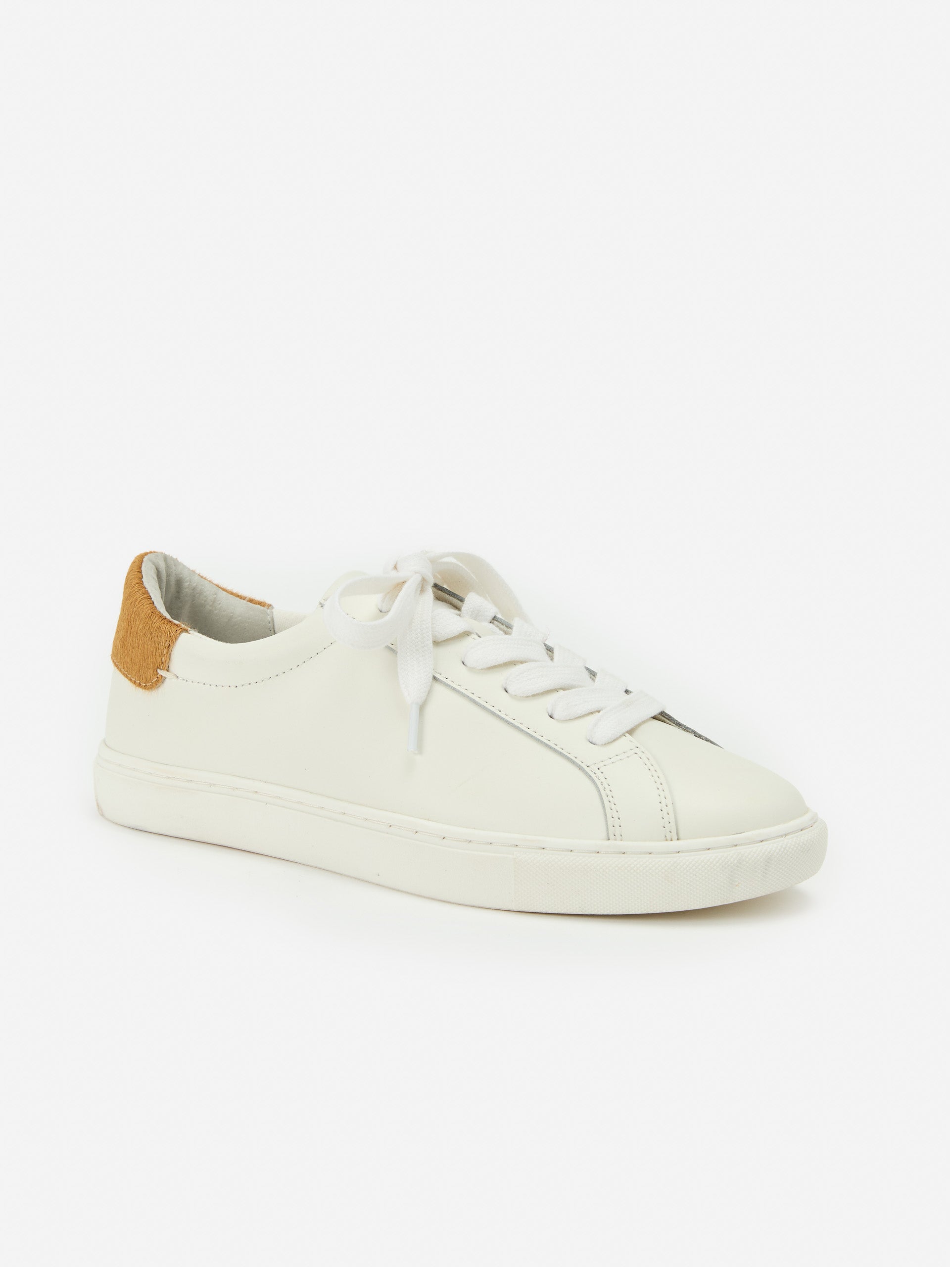 J.McLaughlin Women's Angelique Leather Sneakers White/Light Brown, Size 11
