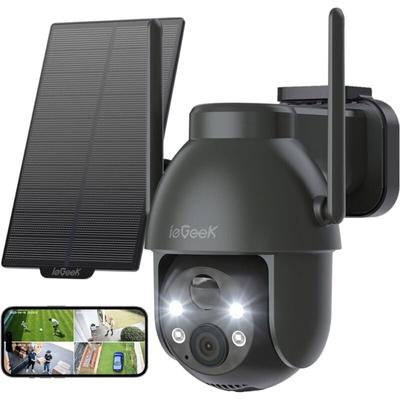Iegeek - 2K 3MP Solar-Überwachungskamera im Freien, 360 ° PTZ-Überwachungskamera-Batterie, 2,4 GHz Image