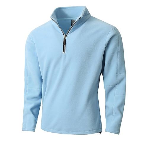 Herren Sweatshirt Fleece-Sweatshirt Viertelreißverschluss Sweatshirt Schwarz Blau Beige Grau Stehkragen Einfach Reißverschluss Sport Outdoor Lässig Täglich Streetwear Cool Sportbekleidung Frühling