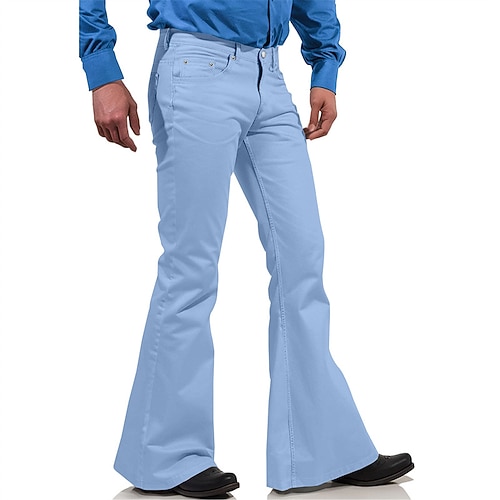 Herren Anzughose Disco-Hosen Schlaghosen Hose Tasche Knöpfe Einfach Komfort Formell Party Arbeit Mode Lässig Schwarz Weiß Mikroelastisch Image