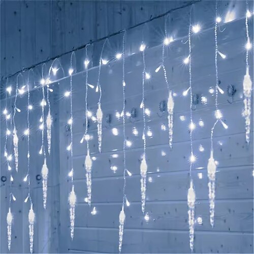 1 Stück Weihnachtslicht LED Schmetterling/Eiskegel/Pentagramm/Weihnachtsbaum/Schneeflockenvorhang Eiszapfen Lichterkette Girlande Outdoor für Zuhause Silvester Party Dekoration Image