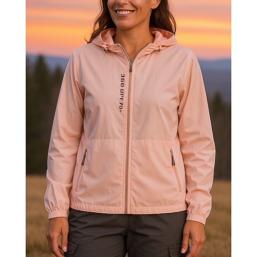 Damen Windjacke Softshelljacke Wanderjacke Außen Sonnenschutz Schnelltrocknend Leicht Atmungsaktiv Wanderoutfits Wanderbekleidung Frühling Herbst Jacke Klettern Camping / Wandern / Höhlenforschung Image