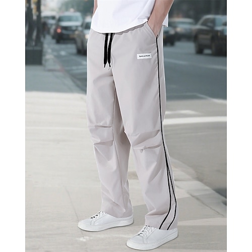 Herren Tech-Hosen Hose Freizeithose Tasche Elastischer Bund Kordelzug Patchwork Komfort Sport im Freien Täglich Mode Lässig Schwarz Armeegrün Mikroelastisch Image