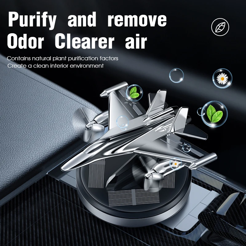 Rotierendes Flugzeug, solarbetriebenes Auto, Parfüm, Ornament, Innendekoration, solide Aromatherapie, leichter Duft, luxuriöse Auto-Dekoration Image