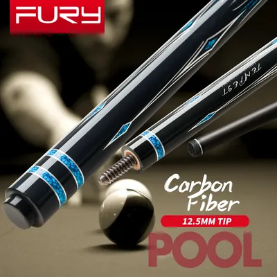 Fury Carbon Fiber Pool Cue Stick 58" Billiard Cue Professional Low Deflection Easy to Control Pool Sticks with Radial Pin