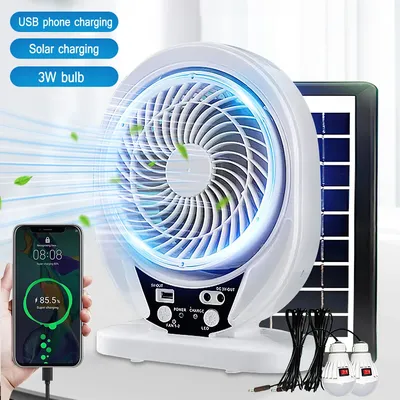 Outdoor Solar Fan Portable Camping Fans with Solar Panel Rechargeable Battery Operated Cooling Fan for Travel Beach Camping