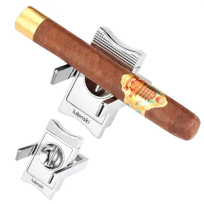 Lubinski V Cut Cigar Cutter Sharp Blade Metal Support Cigar Holder Smoking Accessories Portable Cigar Scissor knife