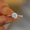 S925 Sterling Silber Moissanit Ring für Frauen Six Prong Classic Crown Verlobungsring Ideal für den täglichen Gebrauch, Hochzeit, Verlobung, P