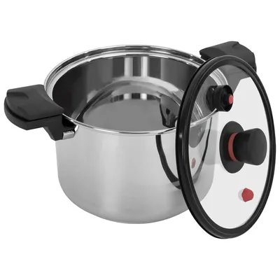Stainless Steel Pressure Cooker 7.4 Quart, Secure Construction, Non-Slip Handle, Clear Glass Lid, Pressure Pot for Gas Cooker, I