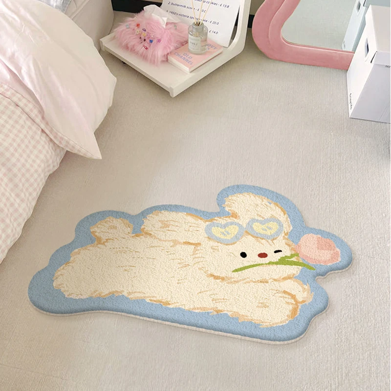 Teppich aus Kaschmirimitat, Bodenmatte, weich und bequem, Ins-Stil, Zimmer, Schlafzimmer, Nachttisch, Dekoration, Mädchen-Hauptschlafzimmer Image