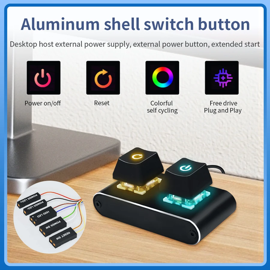 2M Externe Schalter Power-Taste Motherboard Mechanische Desktop Power Schalter Verlängerung Kabel Ein/Aus Für PC Computer Home Office Image