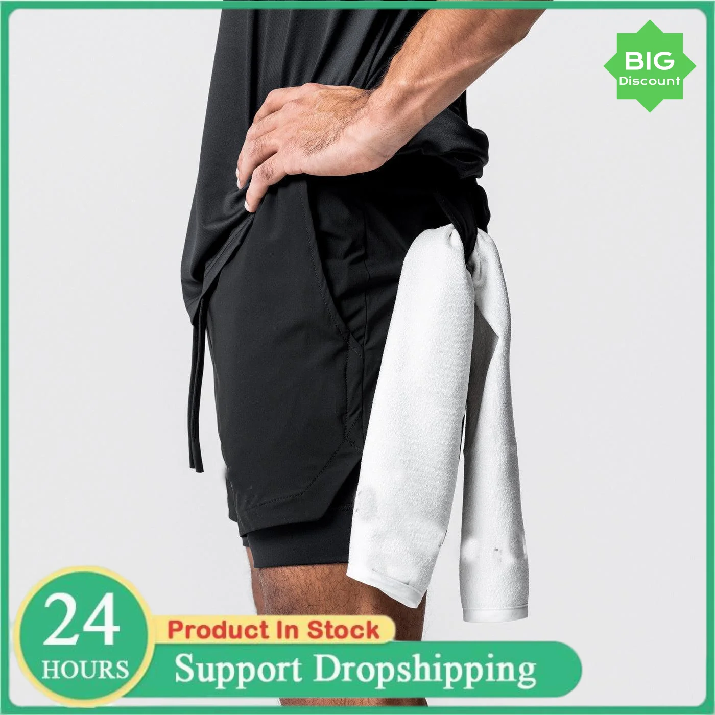 Neue Laufshorts für Herren, Sommer, Fitness, Training, Laufen, Sport, Doppelstock, 2-in-1, atmungsaktiv, schnell trocknend, Sport-Basketballhose Image