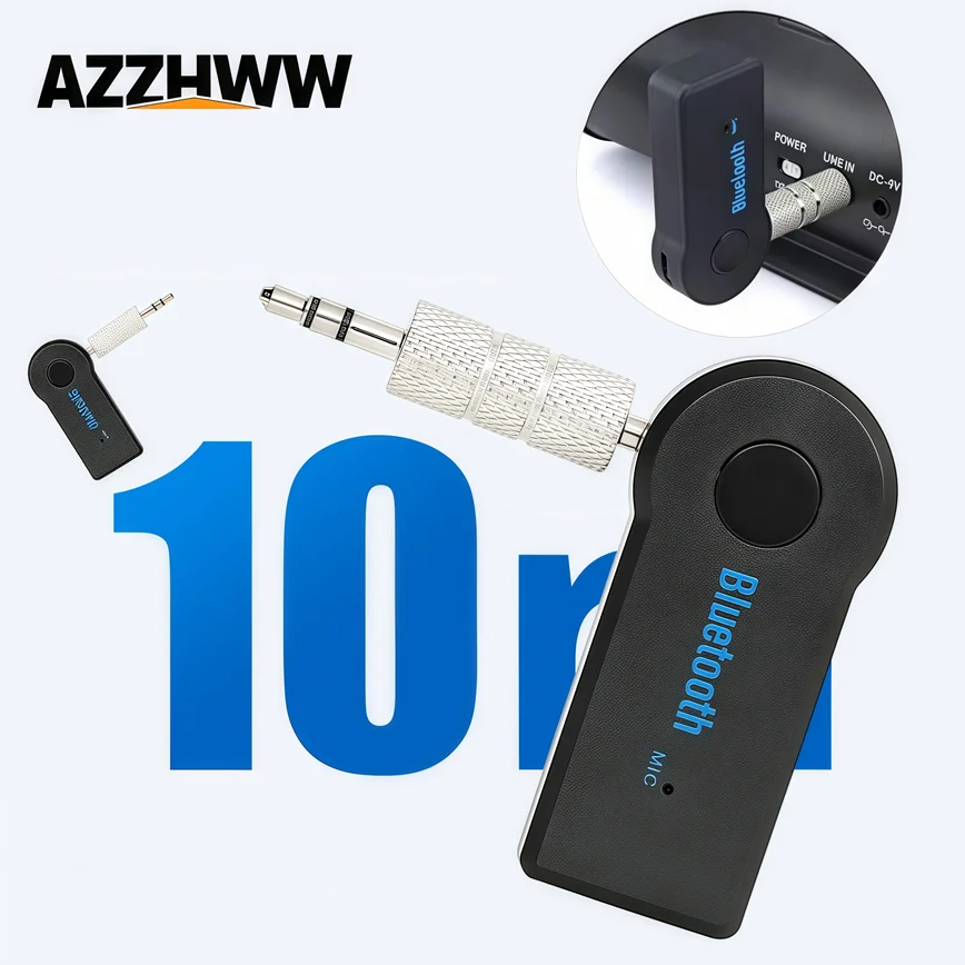 Adattatore Bluetooth AUX da 3,5 mm per auto/auricolare cablato/sistema stereo domestico Ricevitore audio wireless Kit vivavoce per auto portatili da 3,5 mm