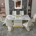 Tavolo da pranzo quadrato in marmo Set 4 sedie e 6 sedie, oro moderno di lusso con mobili per sala da pranzo ristorante a 6 posti
