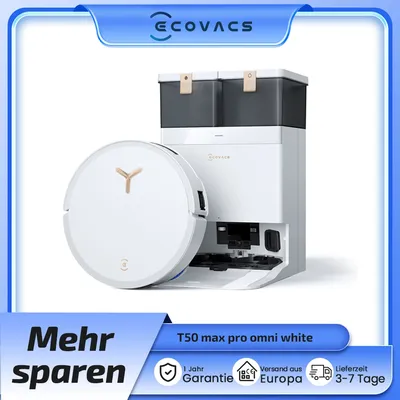 ECOVACS DEEBOT T50 MAX PRO Omni Robot Vacuum and Mop 185KPa 18mm Auto-Lift, ZeroTangle &TruEdge 2.0, AIVI 3.0 Obstacle Avoidance Image