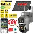 8MP icsee Telecamera solare di sorveglianza esterna 50X Ottica 4g Sim Sicurezza domestica wireless PTZ Monitoraggio automatico CCTV Telecamere IP AOV 24/7
