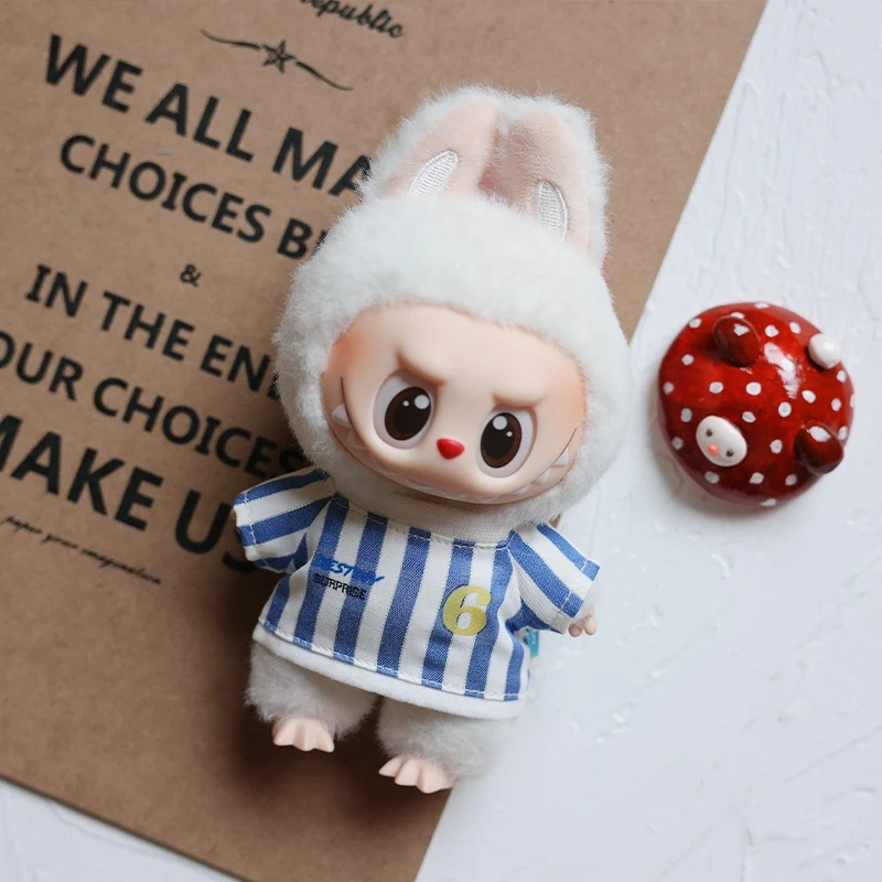 Für 17 cm Labubu Fußball Basketball Kleidung V1V2V3 Puppe Größe 7 Vinyl Anhänger Puppe Kleidung DIY Sportswear Junge Spielzeug