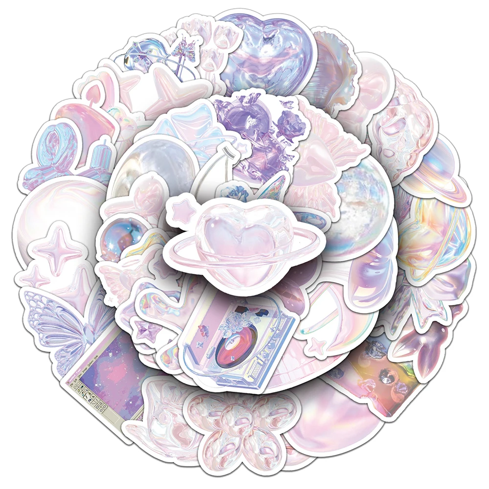 10/30/50 Stück süße glänzende rosa INS-Stil künstlerische Aufkleber ästhetische Cartoon-Dekoration Aufkleber wasserdicht coole Graffiti-Aufkleber Image