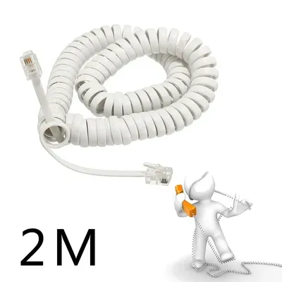 2M Telephone Handset Cable Cord 6Ft Modular Coiled Telephone Handset RJ10 Cord Black Color Curly