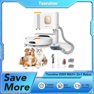 Teendow D20S MAX+ 2-in-1-Roboterstaubsauger, 6 kPa, starke Saugkraft, 70D-Freispreinigung, 3 l Staubbeutel, PreciSense LiDAR-Navigation Image
