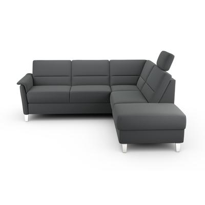 Ecksofa SIT & MORE "Palmera L-Form", grau (anthrazit), B:236cm H:89cm T:212cm, 100% Polyester, Sofas, Federkern, wahlweise mit Bettfunktion und mit/ohne Stauraum Image