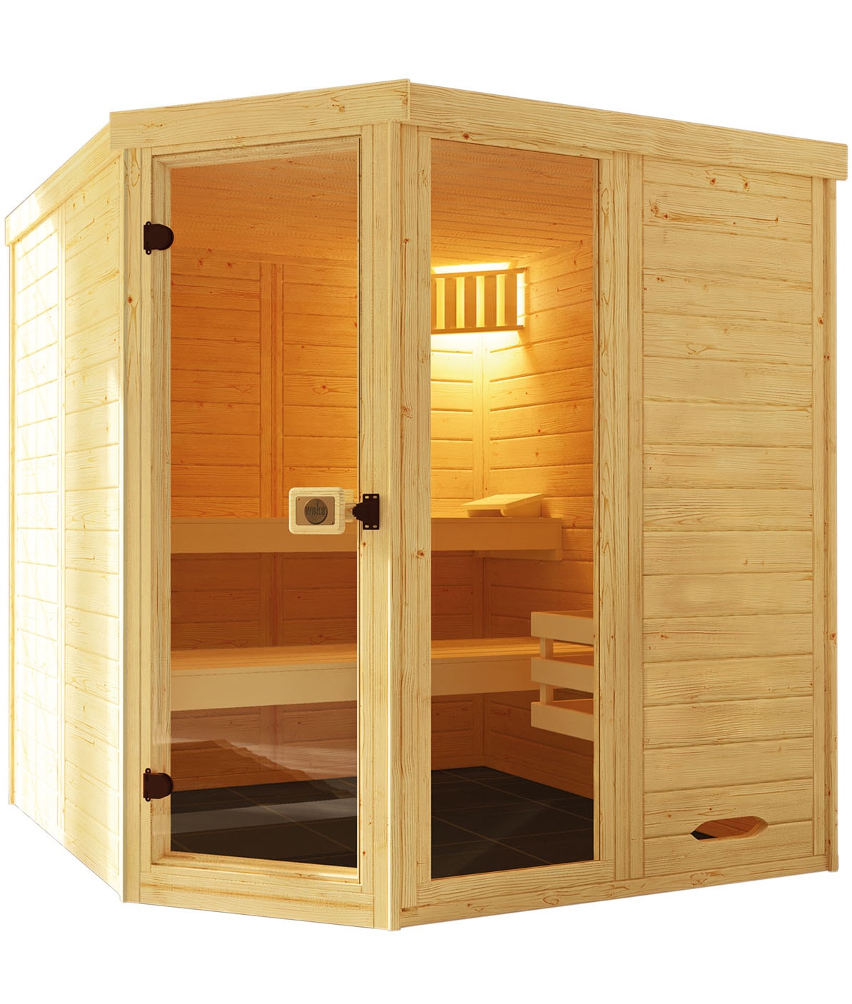 Sauna WEKA "Massivholz-Elementsauna LAUK", beige (natur), ohne Ofen, ohne Steuerung, (ohne Ofen), Saunen, Blockbohlen, vorgefertigte Elemente Image