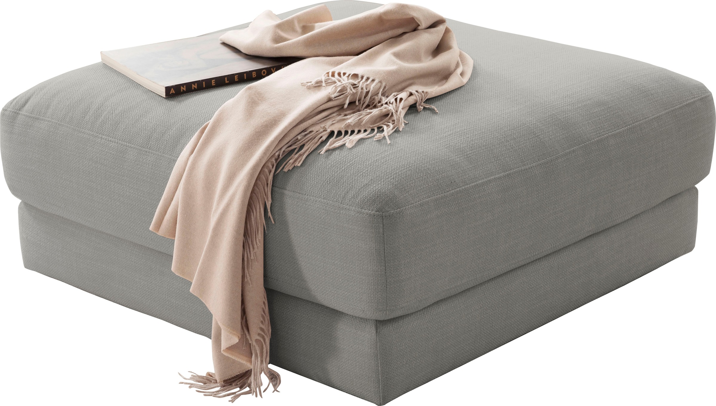 Polsterhocker 3C CANDY "Enisa II", silber, B:100 H:49 T:100, 100% Polyester, Hocker, passend zur Serie "Enisa II", wahlweise mit Flecken-Schutz-Bezug Image