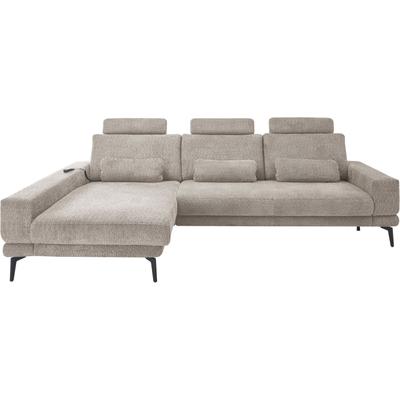Ecksofa "SO 3600, inkl motor. Sitztiefenverstellung, Kopfstützen, Nierenkissen", grau (kama stone), B:293cm H:85cm T:180cm, 100% Polyester, SET ONE BY MUSTERRING, Sofas, Sitzhöhe 42 cm, Federkern, Breite 293 x Tiefe 180 cm, Kama silver Image