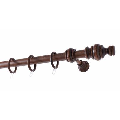 Gardinenstange GARESA "BAROCK", braun (nussbaum), L:330cm Ø:35mm, Holzwerkstoff, Gardinenstangen, rustikale Vorhanggarnitur Holz, verlängerbar, mit Ringe/2 Lauf Gleiter Image