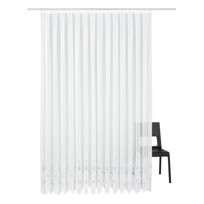Gardine WECKBRODT "Jacqu", weiß, B:280cm H:175cm, Polyester, Gardinen, feste Falten, Jacquard, halbtransparent, Bordüre, nach Maß, Store Image