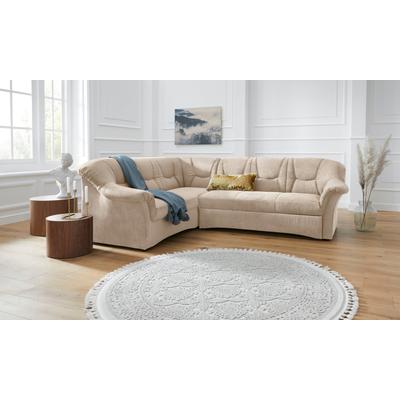 Ecksofa DOMO COLLECTION "Sarafina zeitlos und komfortabel, optional mit Federkern, L-Form", beige, B:240cm H:83cm T:190cm, Microfaser PRIMABELLE (100% Polyester) / Struktur (90% Polyester; 10% Polyacryl), Luxus-Microfaser (92% Polyester, 8% Nylon),... Image