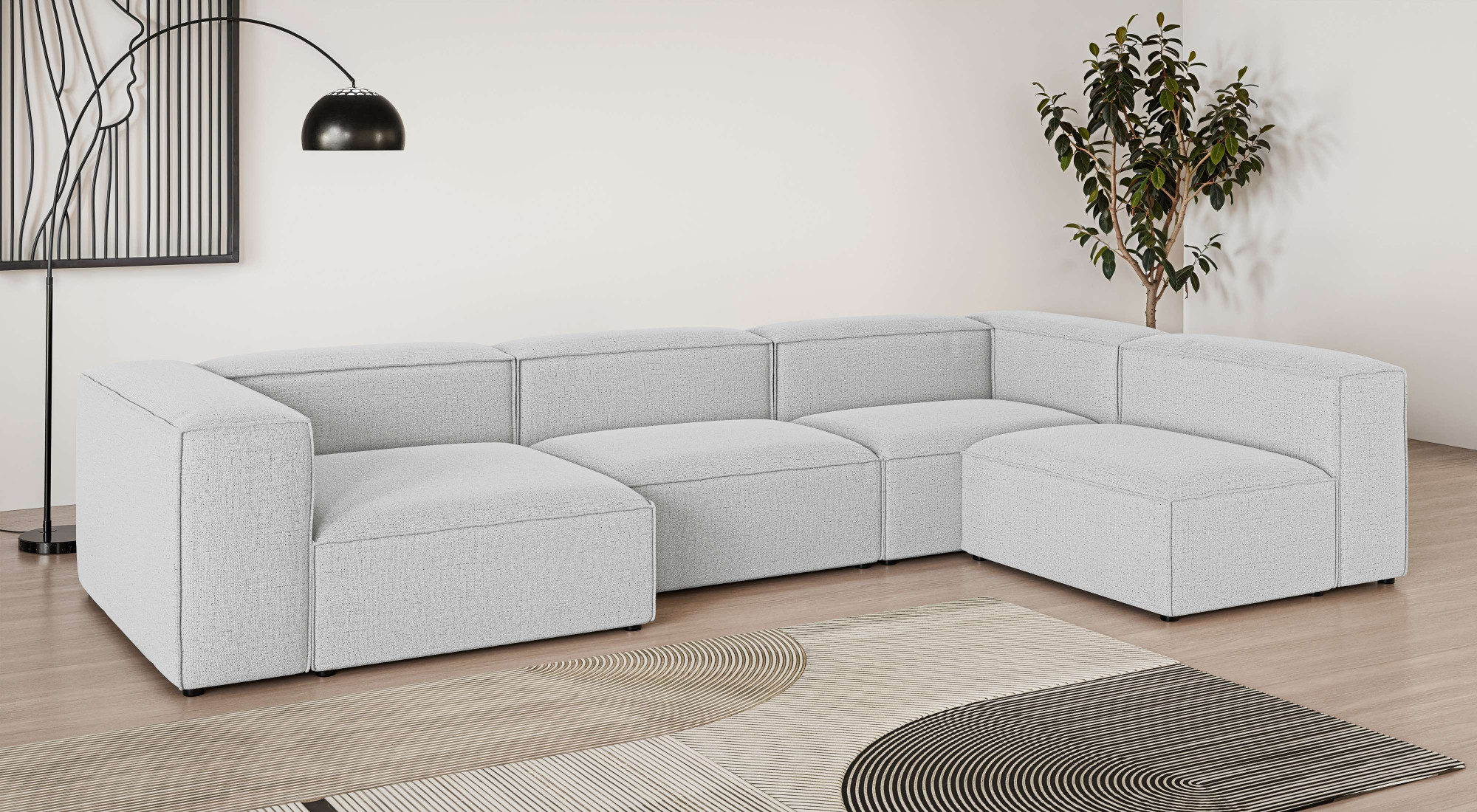 Wohnlandschaft OTTO HOME "HAILY U-Form mit Ottomane links/rechts, Maße B/T/H: 360/200/72 cm", beige (creme), B:360cm H:72cm T:200cm, 100% Polyester, Sofas, Wohnlandschaft, als Modul oder separat verwendbar, für individuelle Zusammenstellung