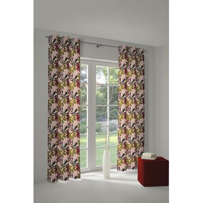Vorhang ADAM "Jungle" Gr. 2, bunt (grün, dunkelrot, rosa), B:145cm H:175cm, Jacquard, Baumwolle (Bio-Baumwolle), Gardinen Image