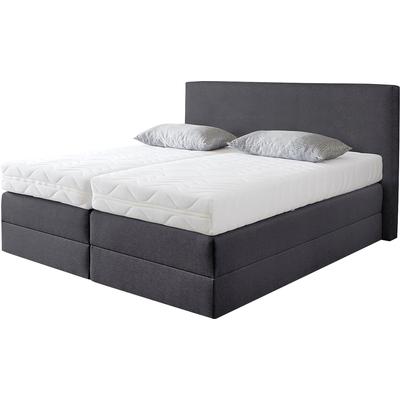 Boxspringbett, grau (charcoal), B:195cm L:205cm, Strukturstoff (77% Polyester und 23% Viskose), WESTFALIA SCHLAFKOMFORT, Komplettbetten, Boxspringbett, wahlweise mit Kaltschaum-Topper Image