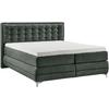 Boxspringbett MUSTERRING "Dubai", schwarz (d 520 anthrazit), B:197cm L:214cm, Komplettbetten, Boxspringbett, Winkelfuß in Chrom, 3 Härtegrade, Kopfteil in Kassettensteppung