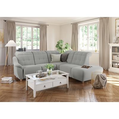 Ecksofa HOME AFFAIRE "Boston L-Form", grau (hellgrau), B:272cm, Struktur (100% Polyester), Luxus-Microfaser Florence (100% Polyester), Chenille (100% Polyester), NaturLEDER (reines Rindsleder), Sofas, Kopfteilverstellung an jeder Sitzfläche,... Image