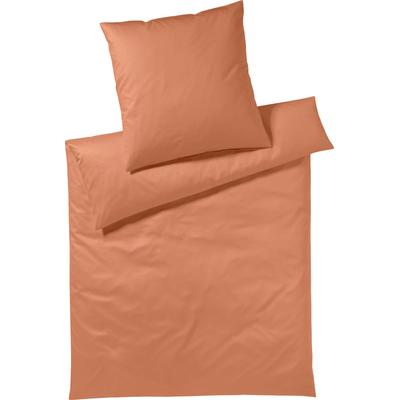 Bettwäsche YES FOR BED "Pure & Simple Uni in Gr. 135x200, 155x220 oder 200x200 cm", orange (koralle), B/L: 155cm x 220cm, , Mako-Satin, B/L: 80cm x 80cm, Mako-Satin, Obermaterial: 100% Baumwolle, Bettwäsche, Bettwäsche aus Baumwolle, zeitlose...