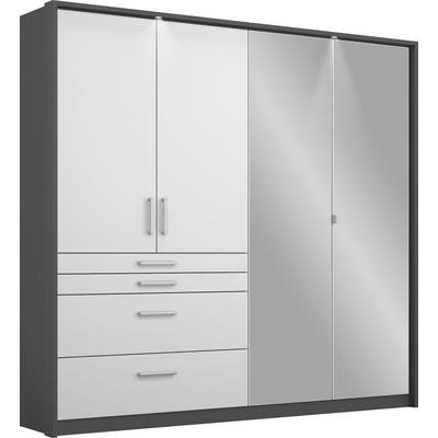 Drehtürenschrank RAUCH "Kleiderschrank Schrank Garderobe Garderobenschrank Topseller HOMBURG", weiß (graumetallic, hochglanz weiß), B:181cm H:197cm T:54cm, Holzwerkstoff, Schränke, Drehtürenschrank, inkl. Passepartout, oberer Schubkasten mit... Image
