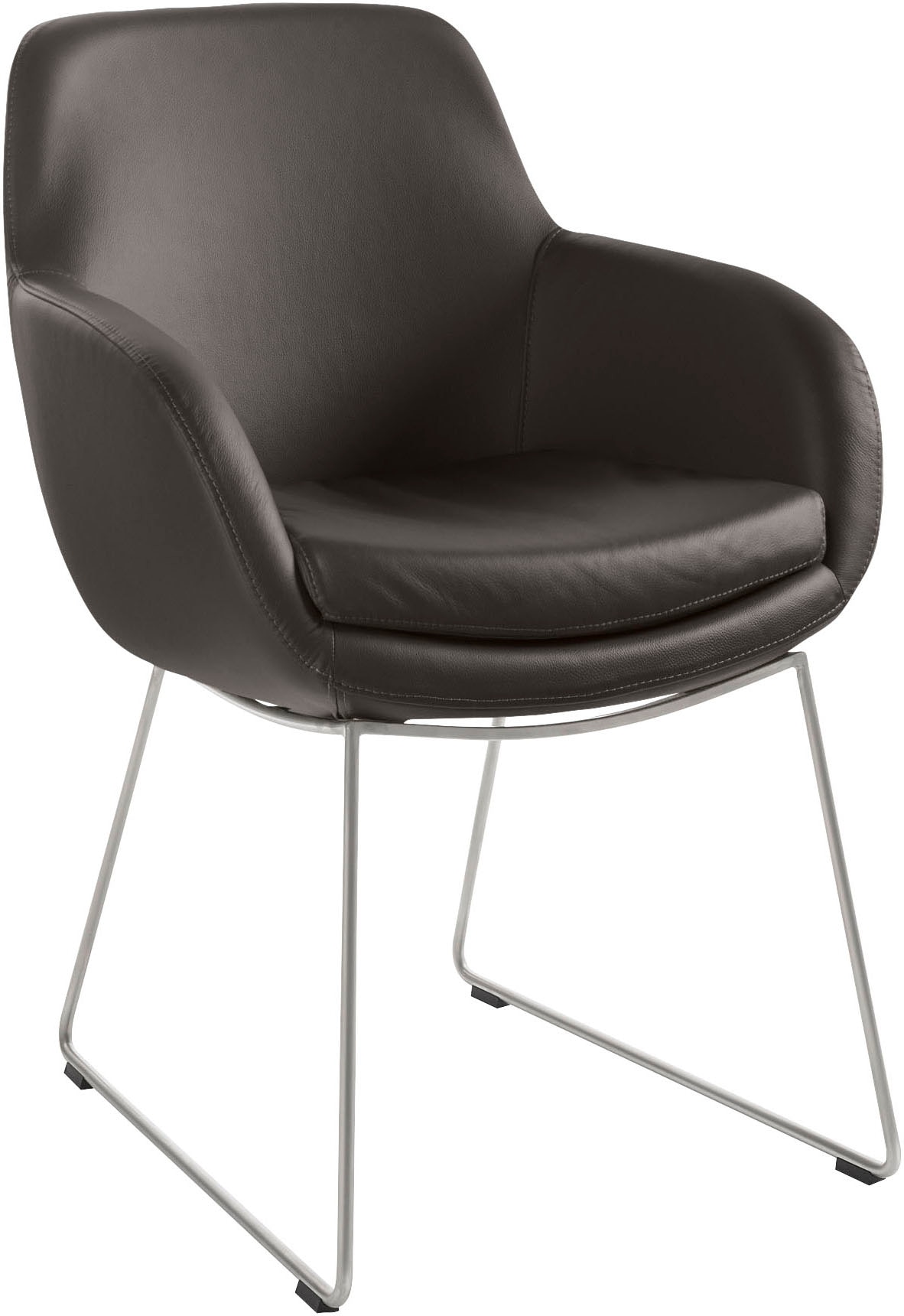 Esszimmerstuhl MUSTERRING "Tavia", braun (dunkelbraun, edelstahl gebürstet), B:62cm H:86cm T:66cm, Stühle, Esszimmerstuhl