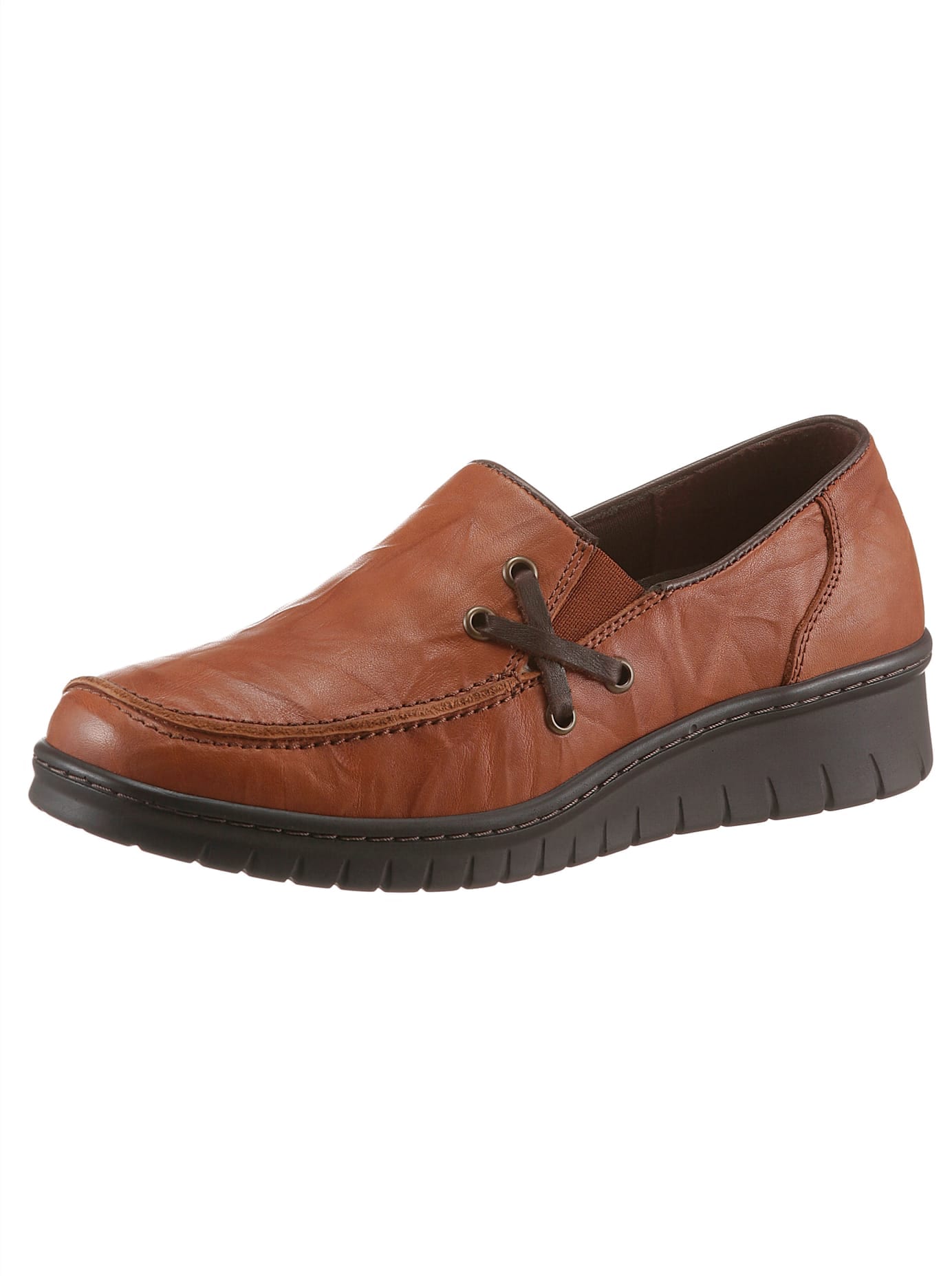 Slipper LORETTA, Damen, Gr. 37, braun (cognac), Leder, Schuhe Slipper