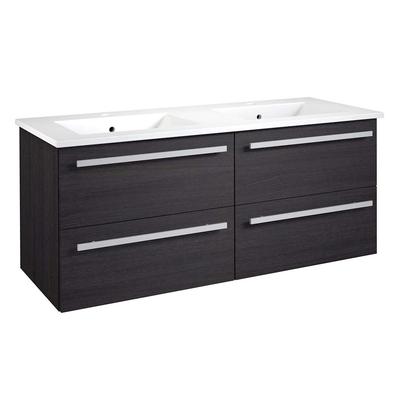 Doppelwaschbecken WELLTIME "Serena", schwarz oak, schwarze eiche, B:121,5cm H:50cm T:46cm, Keramik, FSC-zertifizierter Holzwerkstoff, Waschtische Image