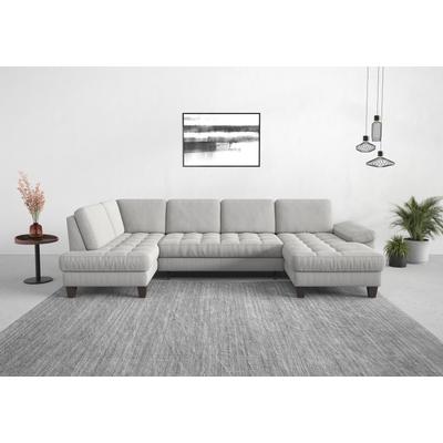 Wohnlandschaft SIT & MORE "Westham U-Form", silber, B:338cm H:88cm T:172cm, 90% Polyester 10%Polyamid, Sofas, wahlweise mit Bettfunktion, Bettkasten, Sitztiefenverstellung Image