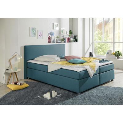 Boxspringbett INOSIGN "Eliana", blau (petrol), B:167cm L:210cm, Komplettbetten, Boxspringbett, inkl. Topper, in 4 Breiten, 3 Matratzenarten und 2 Härtegraden Image