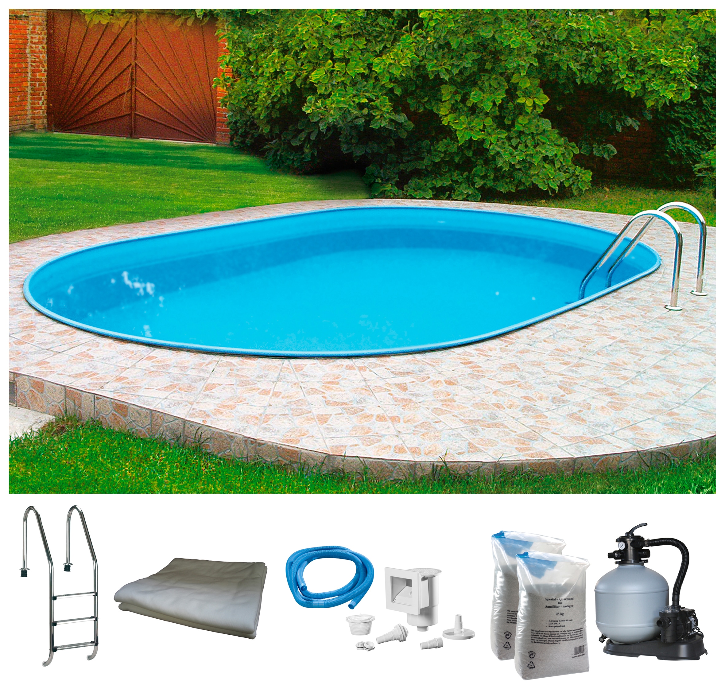 Ovalpool MY POOL BWT "PREMIUM", blau (weiß, hellblau), B:400cm H:135cm L:800cm, Schwimmbecken, Höhe 135 cm, in verschiedenen Größen Image