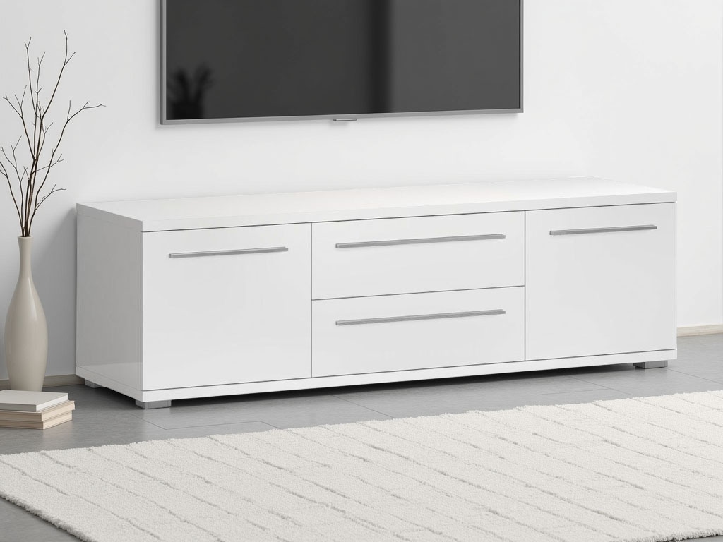 Lowboard PLACES OF STYLE "Piano TV-Kommode in Breite 165 oder 180 cm mit Soft-Close-Funktion", beige (beige hochglanz), B:150cm H:46,2cm T:45,2cm, Spanplatte, Sideboards, Hochglanz UV-lackiert, Br 180 cm mit versch. Tür- und Schubkastenmaße