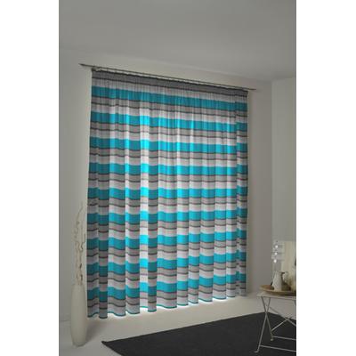 Vorhang WIRTH "Menorca" Gr. 4, blau (türkis), B:135cm H:245cm, Polyester, Baumwolle, Gardinen Image