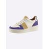 Sneaker HEINE, Damen, Gr. 40, weiß (weiß, lila, gemustert), Leder, Glattleder, Veloursleder, Rindsleder, modisch, Schuhe