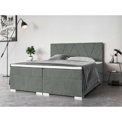 Polsterbett PLACES OF STYLE "Liania mit Matratze und Topper, in 2 Breiten (160 und 180 cm)", grau, B:162cm H:119cm L:209cm, 100% Polyester, Betten, Boxspringbett mit Bettkasten, Matratze (BFK/TFK) und Topper Image