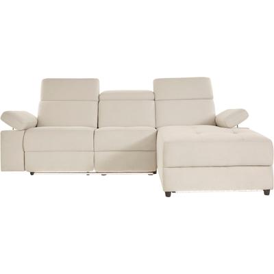 Ecksofa PLACES OF STYLE "Kilado, L-Form", beige (creme), B:259cm H:98cm T:163cm, Struktur fein (95% Polyester 5%Nylon), Sofas, mit Relaxfunktion, verstellbarer Armlehne, Kopfteilverstellung Image