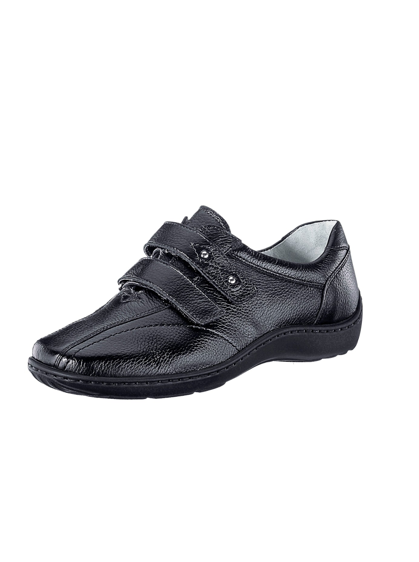 Klettschuh WALDLÄUFER, Damen, Gr. 5,5, schwarz, Glattleder, Basic, Schuhe Klettschuh